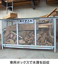 専用ボックスで木屑を回収